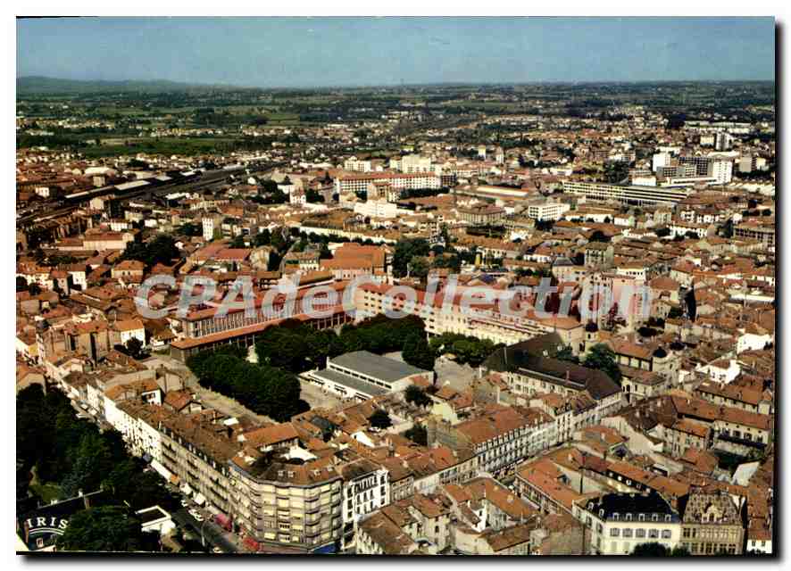 Roanne (Loire) — Vue générale, le Lycée et la rue Charles de Gaulle — Éditions 'La Géographe' Hachette