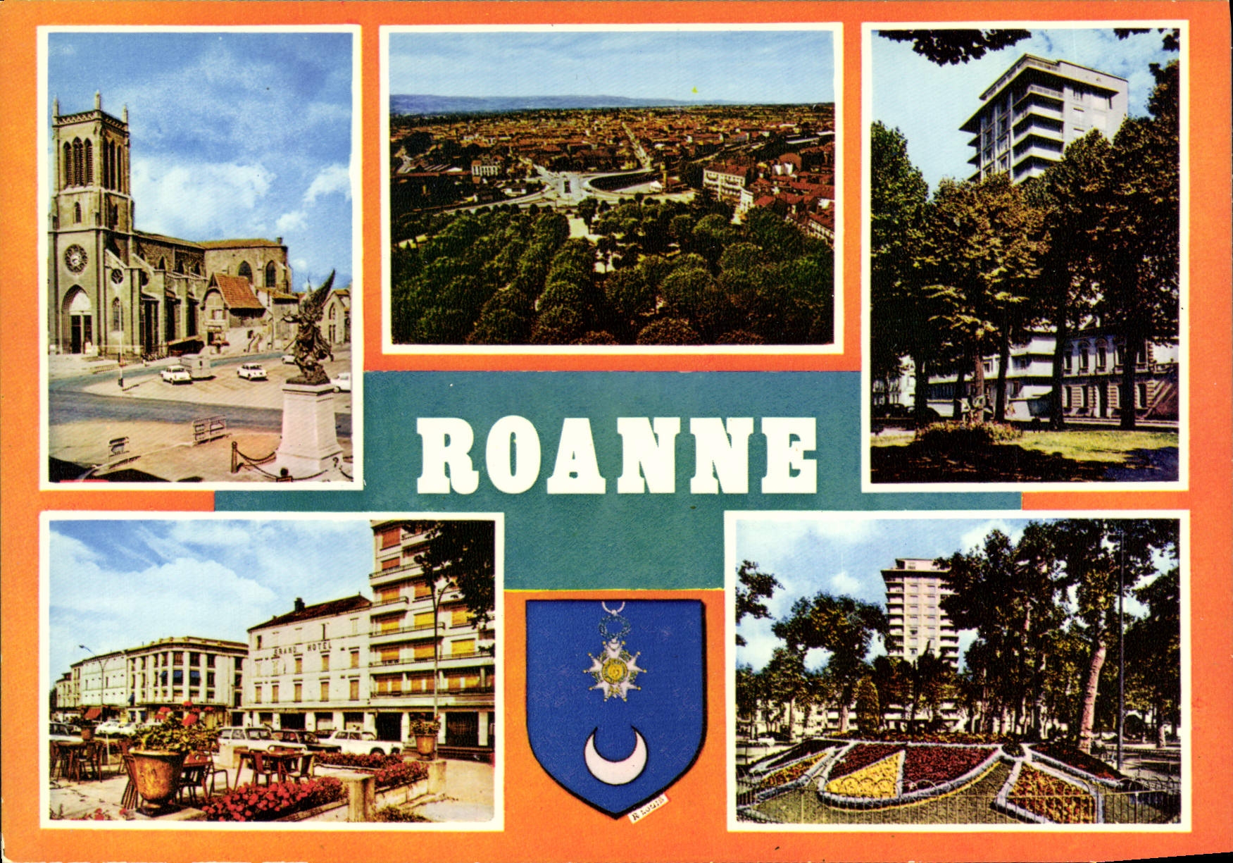 Roanne — vue panoramique et monuments — Éditions La Cigogne, Vichy