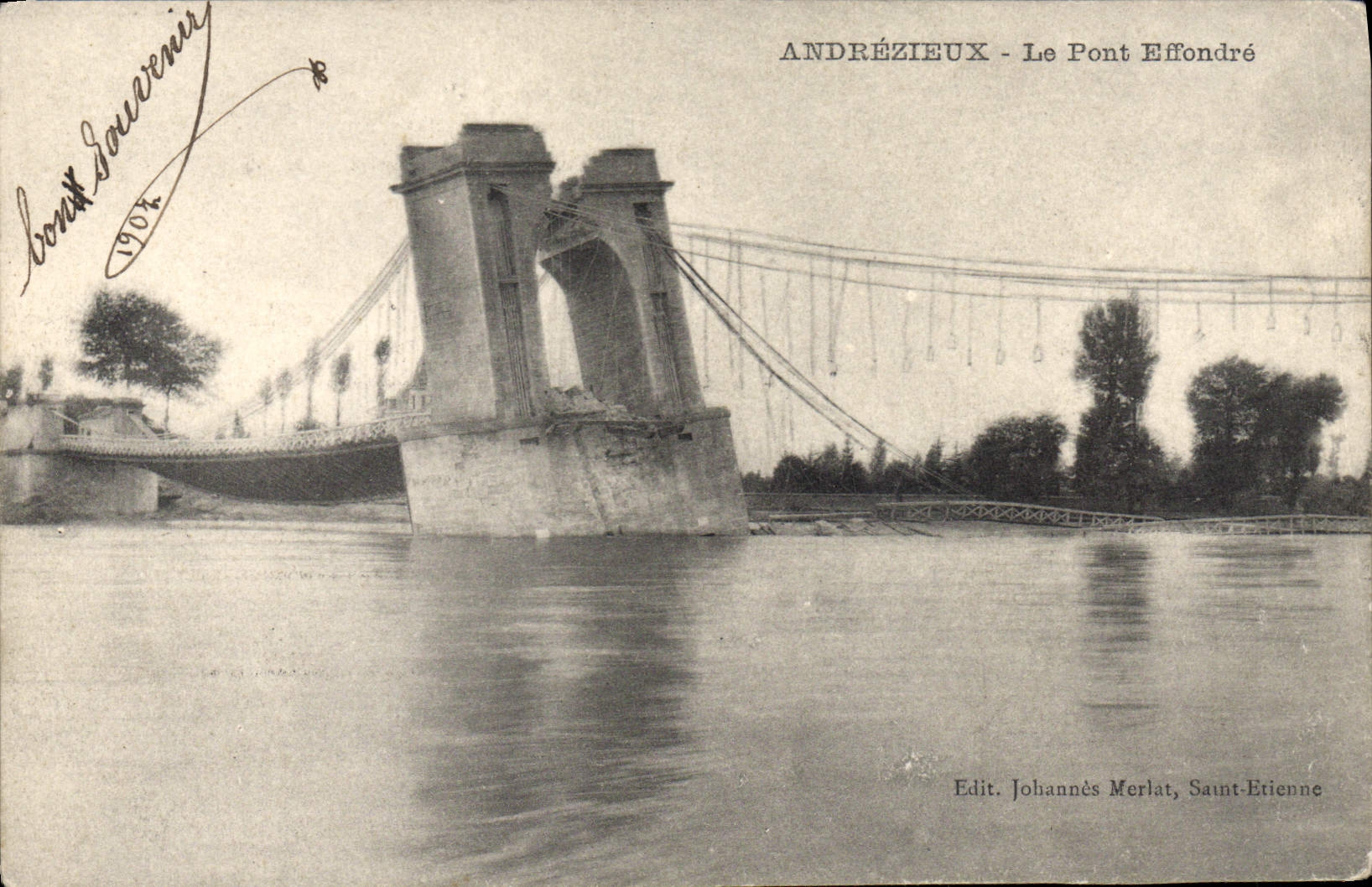 CPA Andrezieux Le Pont Effondre