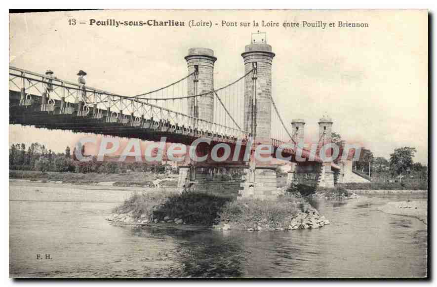 Pouilly-sous-Charlieu (Loire) — Pont sur la Loire entre Pouilly et Briennon — F.H. n°13