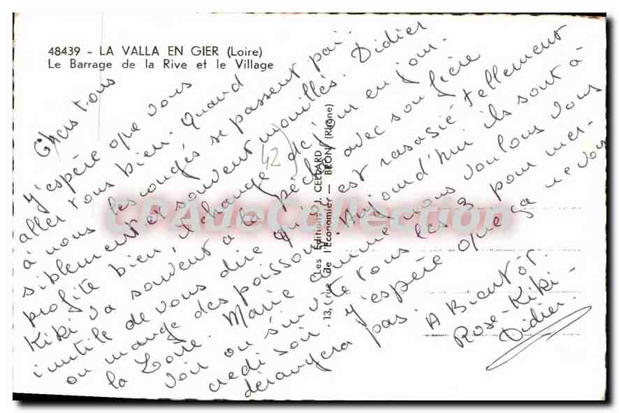 CPA La Valla En Gier Le Barrage de la Rive et le Village — Back