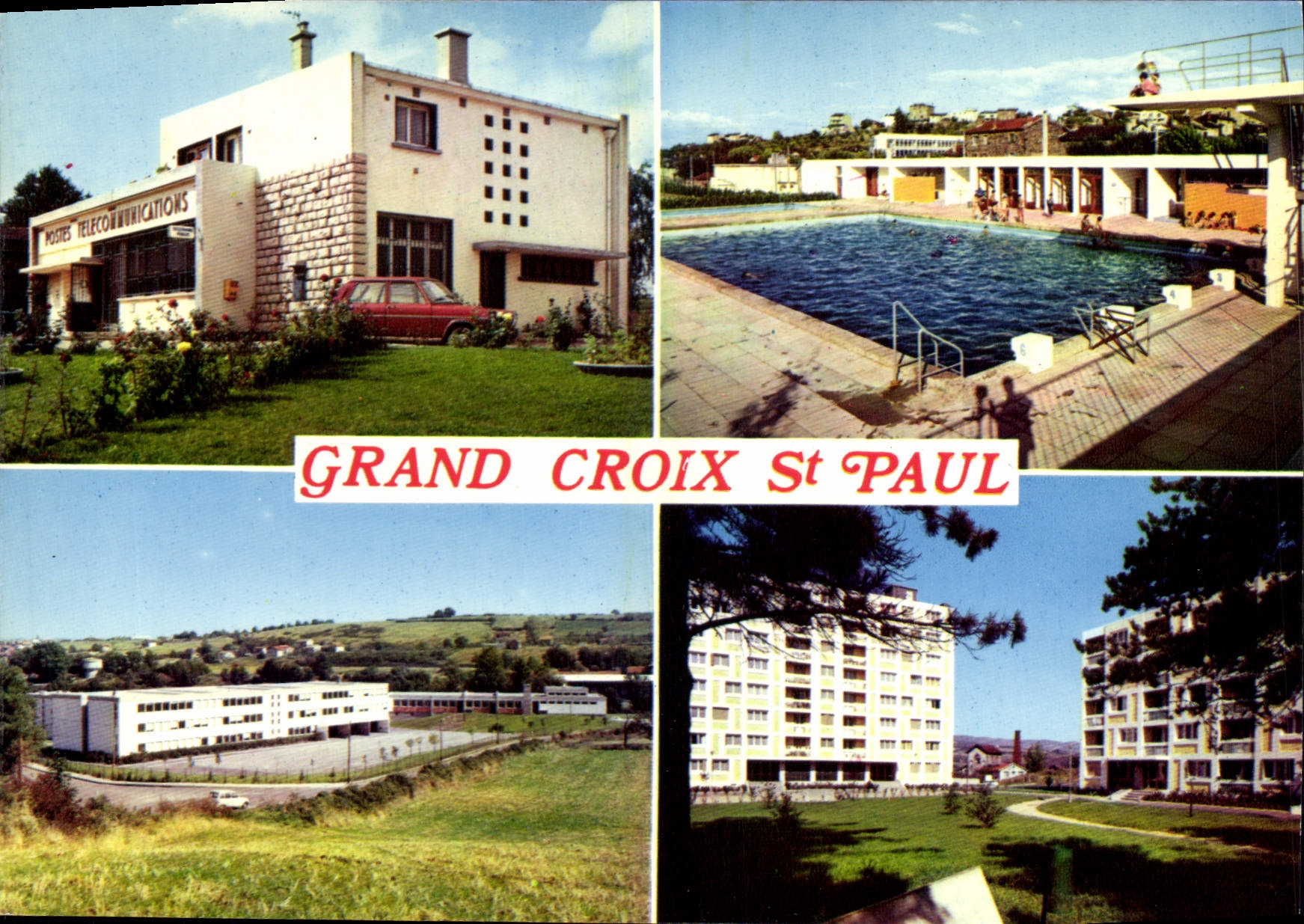 CPSM La Grand Croix La Poste HLM CES piscine
