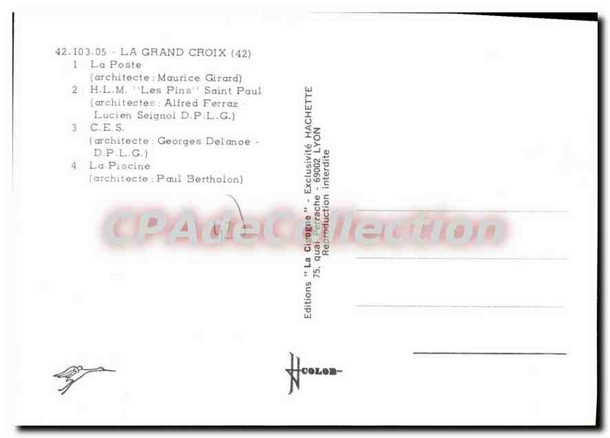 CPSM La Grand Croix La Poste HLM CES piscine — Rückseite