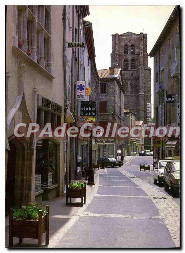 CPSM Montbrison Rue Pietonne Au fond l'Eglise Notre Dame de l'Esperance