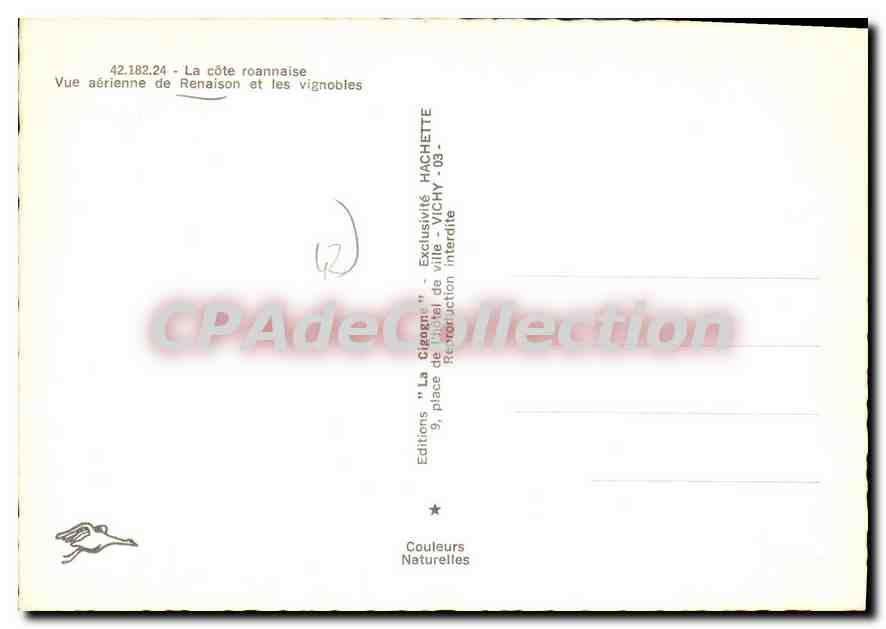 Renaison — Vue aérienne de la côte roannaise et les vignobles — Éditions Hachette — Verso
