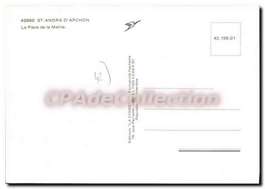 Saint-André-d'Apchon — Place de la Mairie — Éditions 'LA CIGOGNE' — Verso