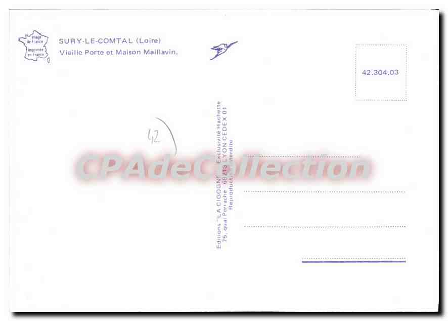 CPSM Sury Le Comtal Vieille Porte et Maison Maillavin — Rückseite