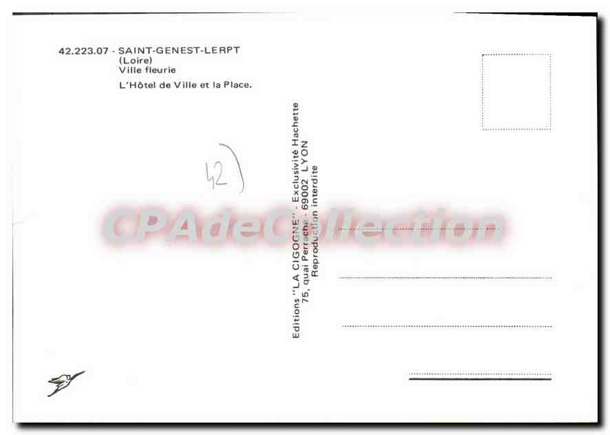 CPSM Saint Genest Lerpt Ville fleurie L'Hotel de Ville et la Place — Rückseite