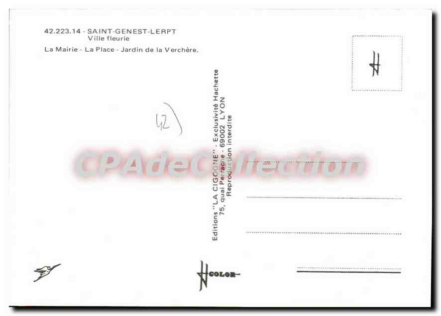 St Genest-Lerpt — Ville fleurie — Éditions 'LA CIGOGNE' — Verso