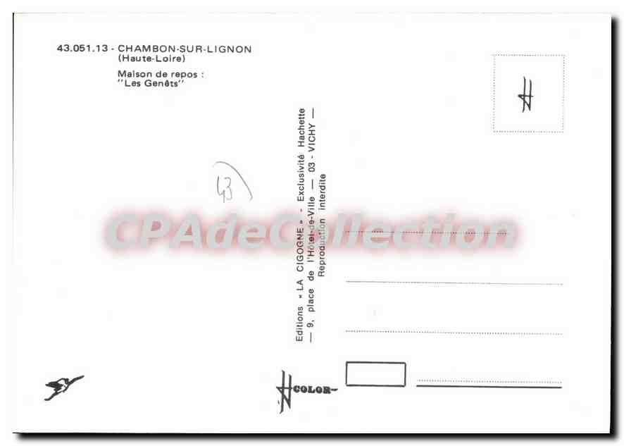 CPSM Le Chambon sur Lignon Maison de Repos Les Genets — Verso