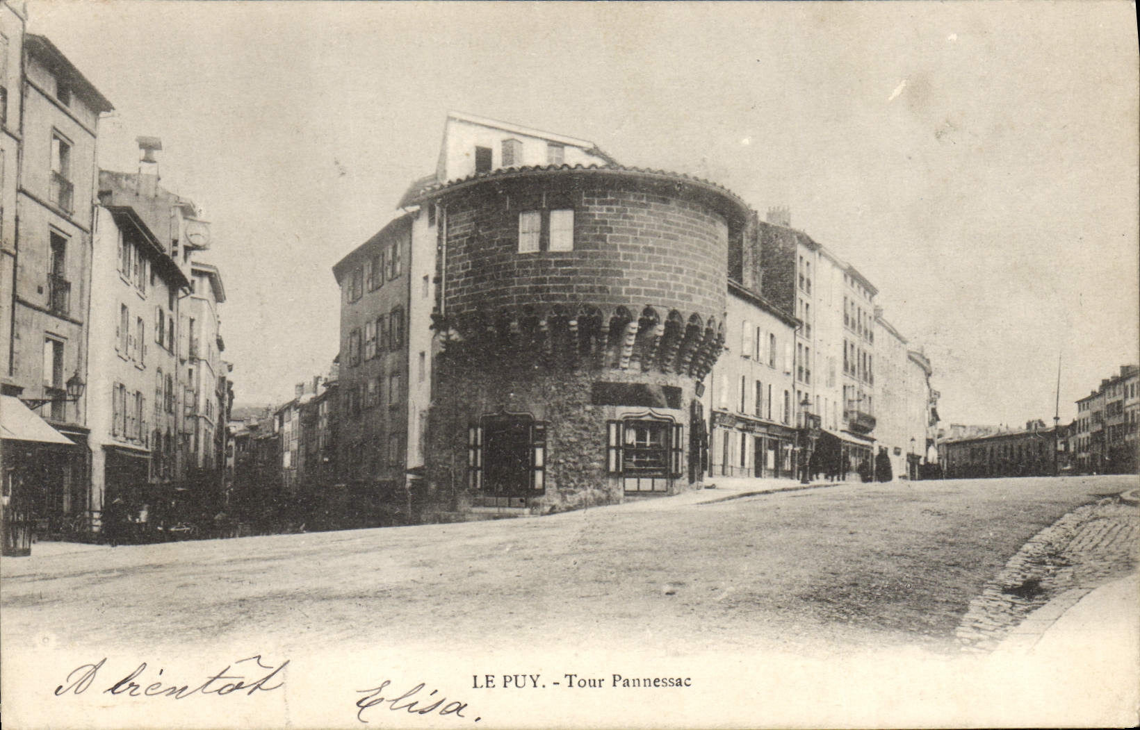 Le Puy - Tour Pannessac — vue urbaine — éditeur D. Brentat, n° série non visible