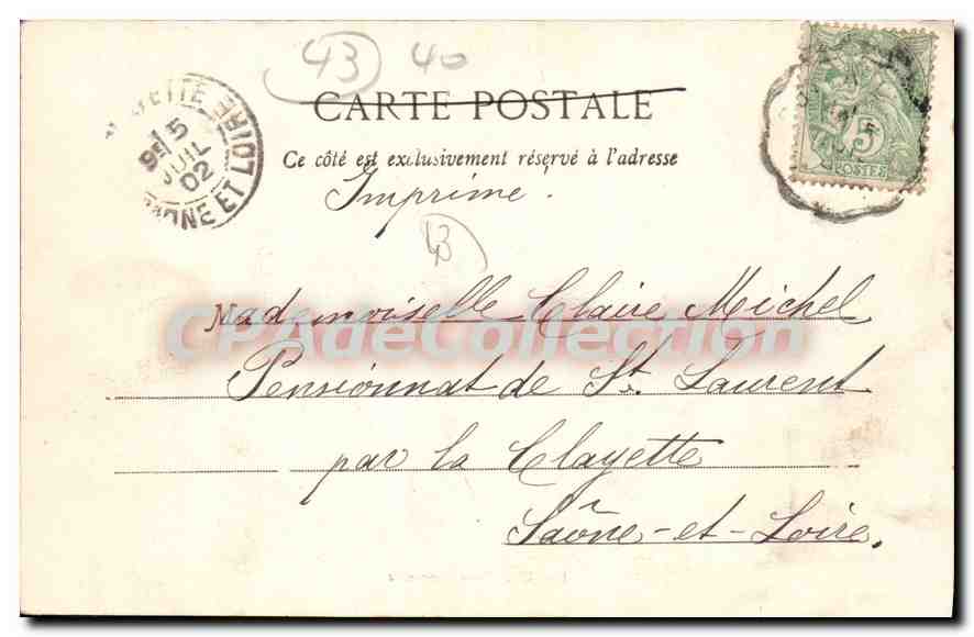 Le Puy - Tour Pannessac — vue urbaine — éditeur D. Brentat, n° série non visible — Verso