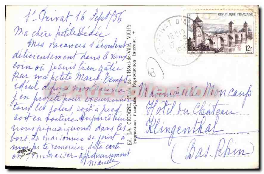 Le Puy-Ville-dentellière et Chapelle des Pénitents — CPAdeCollection n° 8041 — Rückseite