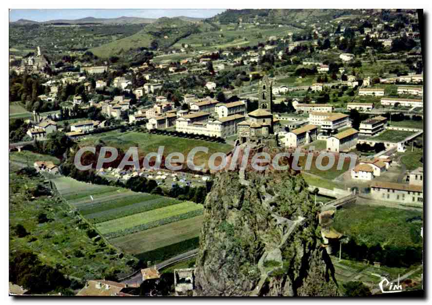 Le Puy (Haute-Loire) — Vue aérienne du Rocher Saint-Michel et de la chapelle du XIIe siècle — CIM