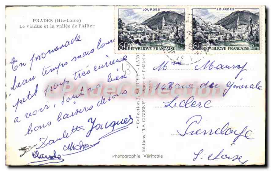 CPA Prades Le Viaduc et la Vallee de l'Allier — Rückseite