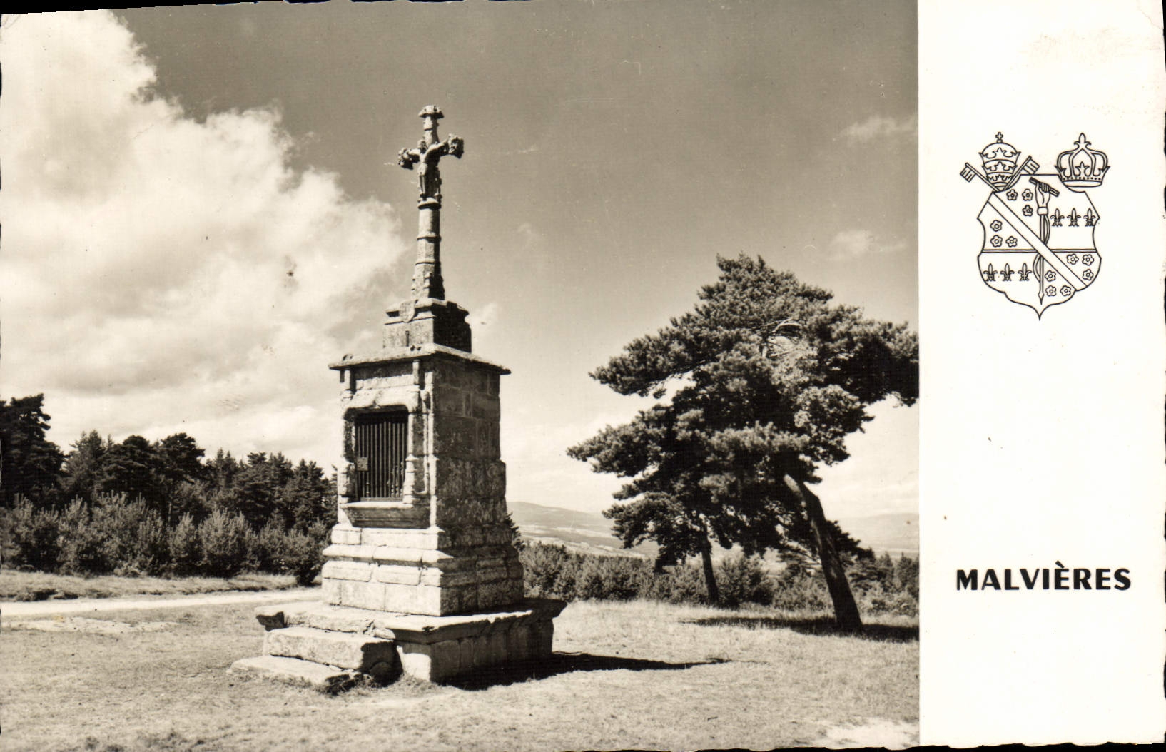 Antike Ansichtskarte Malvieres Die Kreuz von Bancillon Errichtet im Jahr 1541 und Trägt in einer kleinen Nische eine Statue von No