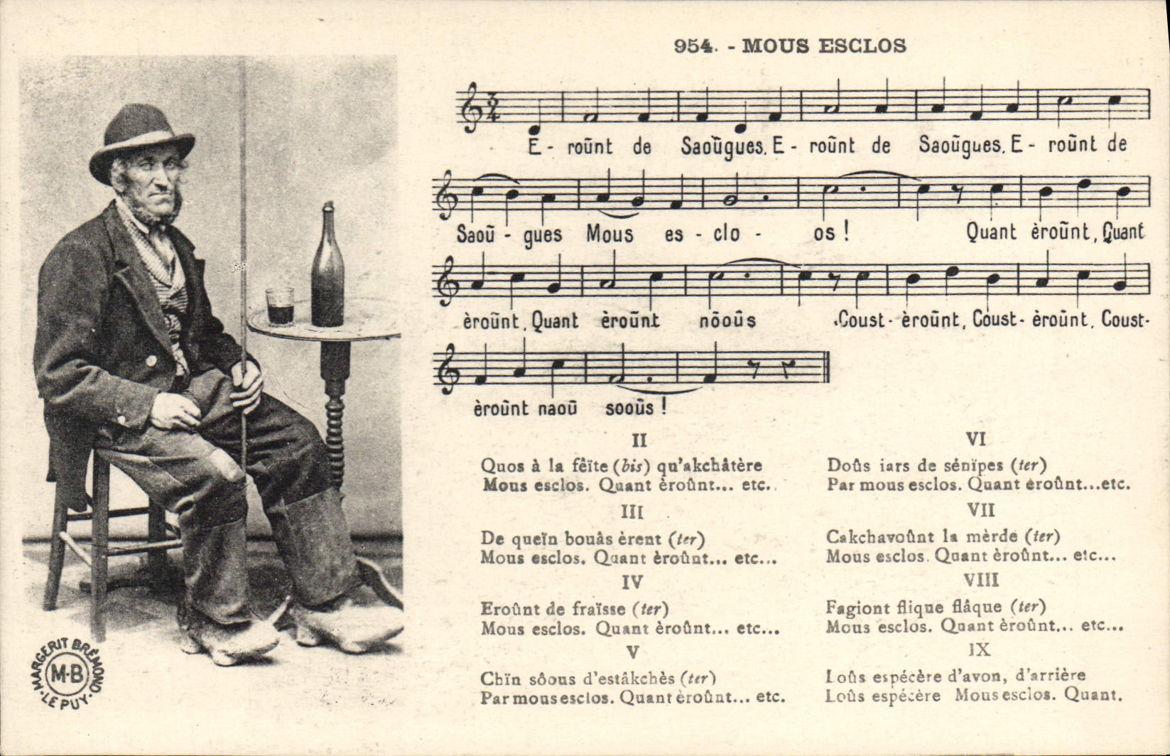 CPA Mous Esclos folklore chanson