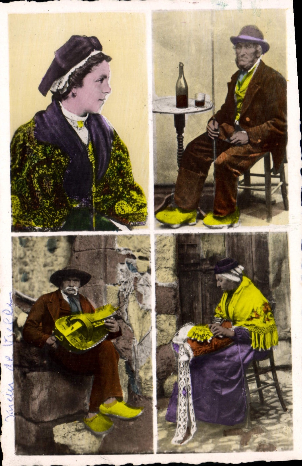 Types d'Auvergne et du Velay — Montagnard, Joueur de Vielle, Dentellière — Sittion Margent-Brémont
