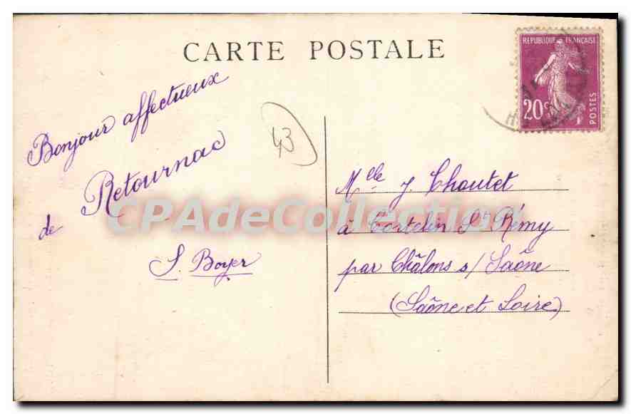 CPA Retournac Le Monument eleve en l'honneur des Enfants de la Commune de Retournac Morts Pour la Fr — Back