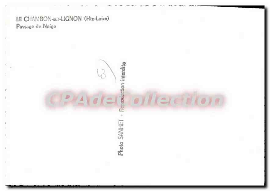 CPSM Le Chambon sur Lignon Paysage de Neige — Verso