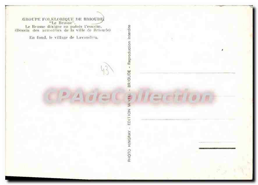 Groupe folklorique de Brioude — 'Le Brusse' — Édition Hingray — Verso