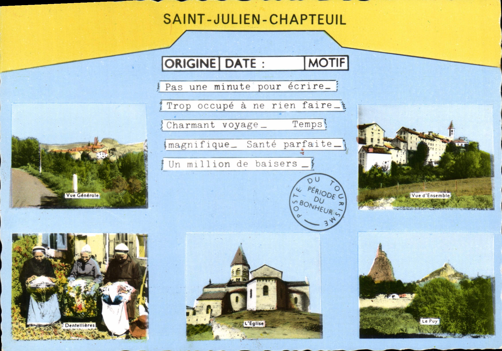 CPSM Saint Julien Chapteuil Pas une minute pour ecrire trop occupe a ne rien faire