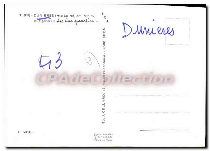 CPSM Dunieres Vue Generale — Rückseite