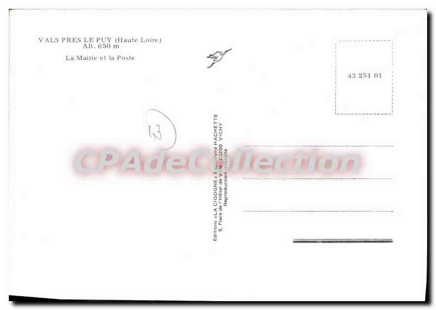 La mairie et la poste à Vals-les-Puys — Haute-Loire — Éditions La Cigogne — Reverso