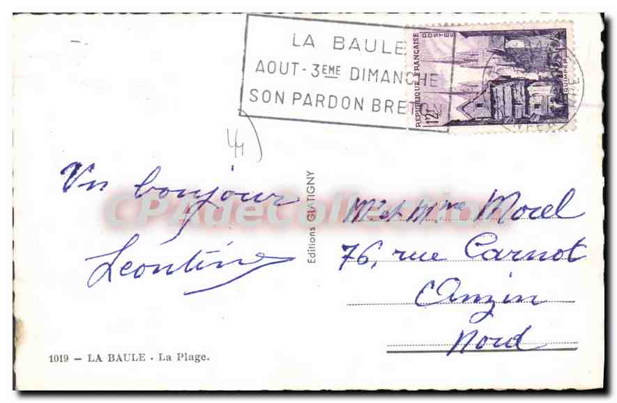 CPA La Baule La Plage — Rückseite