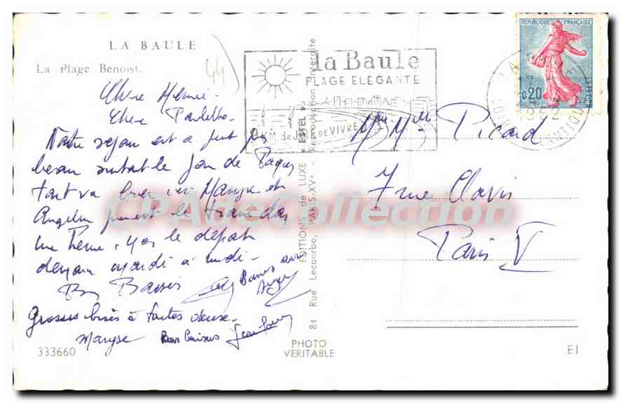 CPA La Baule La Plage Benoist — Rückseite