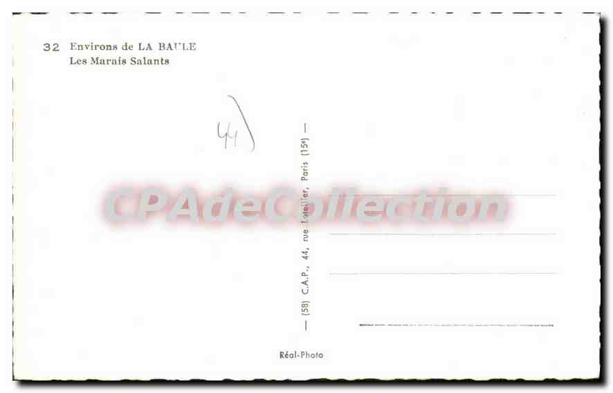 CPA Environs de La Baule Les Marais Salants — Rückseite