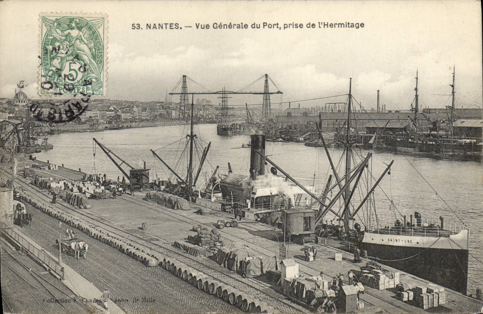 CPA Nantes Vue Generale du Port prise de l'Hermitage bateau Saint-Luc
