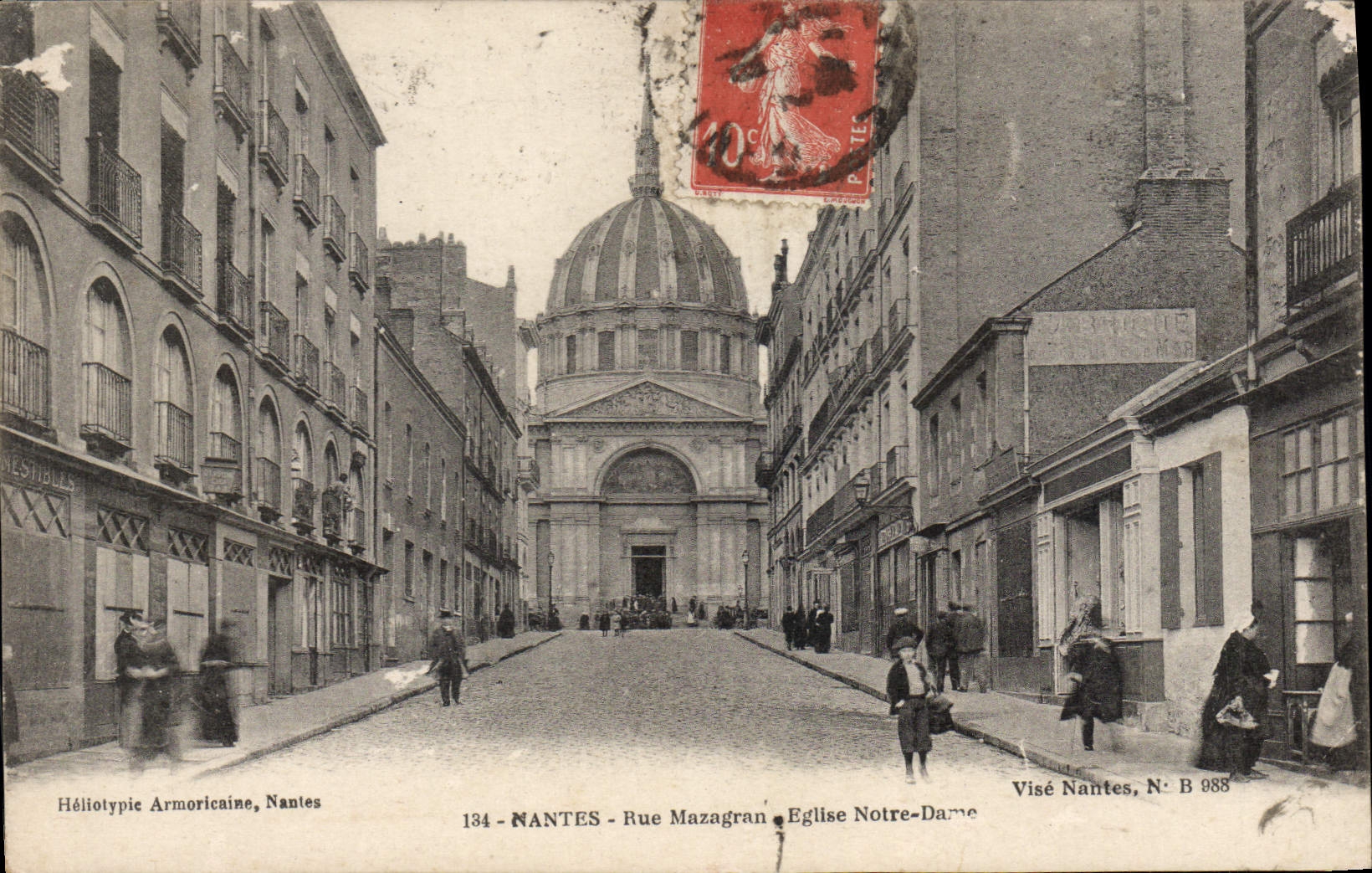 CPA Nantes Rue Mazagran Eglise Notre Dame