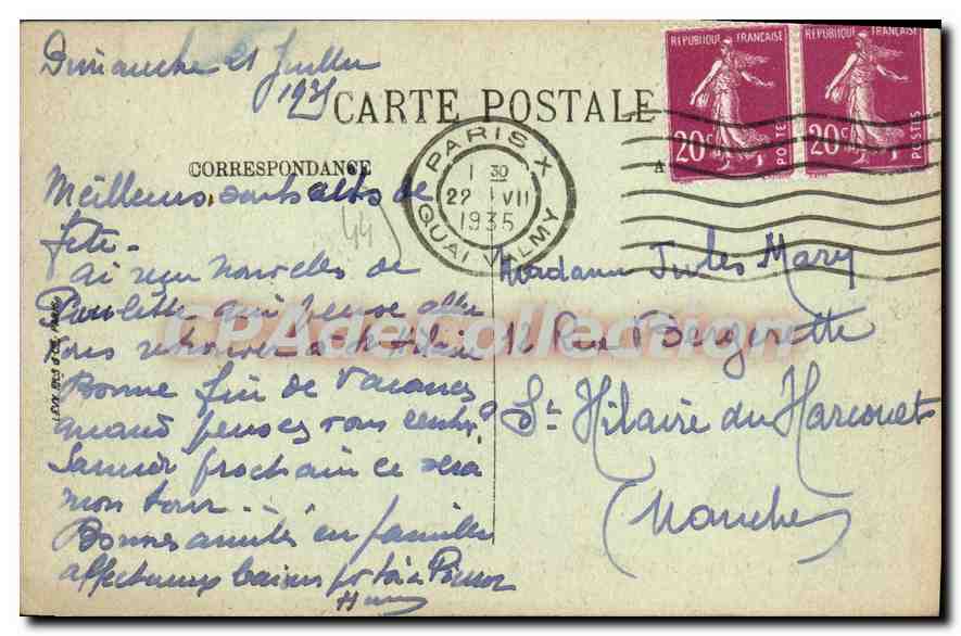 CPA Pornic Le Phare et les Rochers du Diable — Rückseite