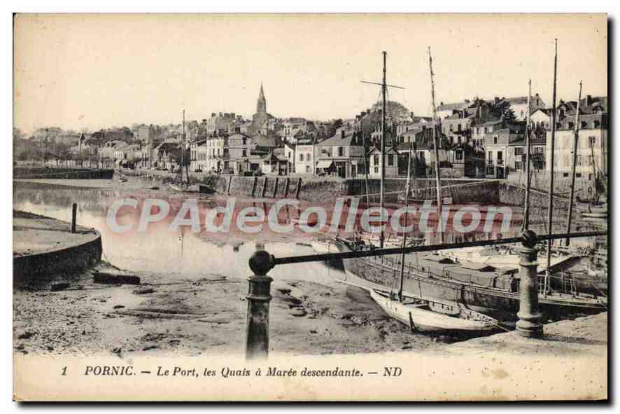 CPA Pornic Le Port les Quais a Maree descendante