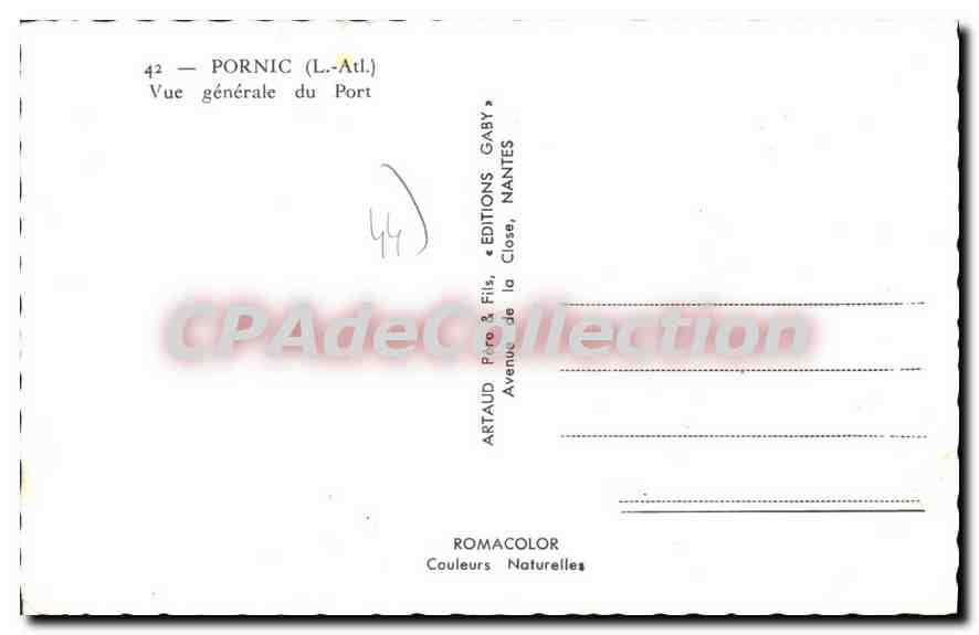 CPA Pornic Vue Generale du Port — Rückseite
