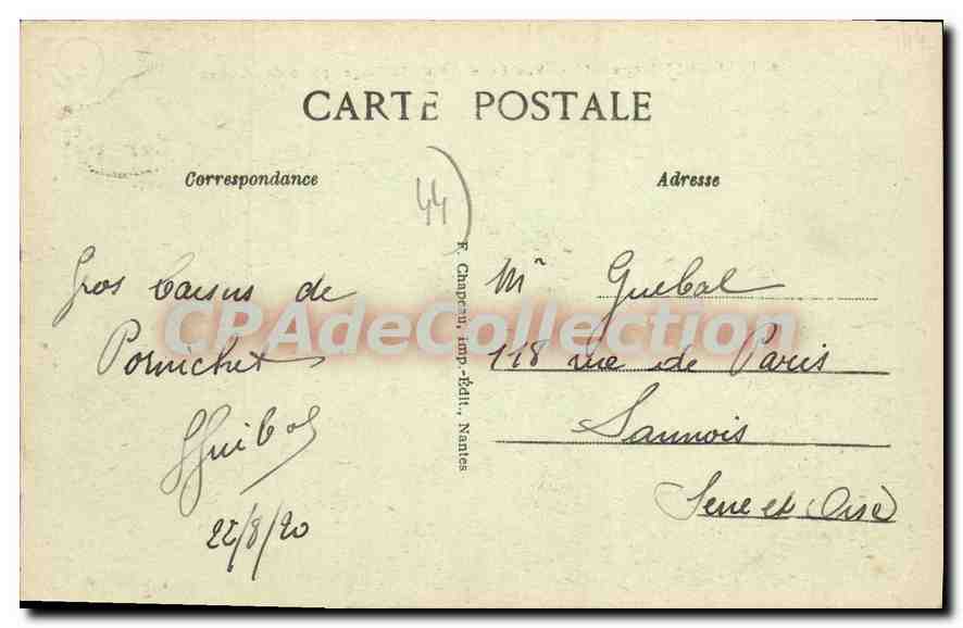 CPA Pornichet Vue generale de la Plage prise des Dunes — Rückseite