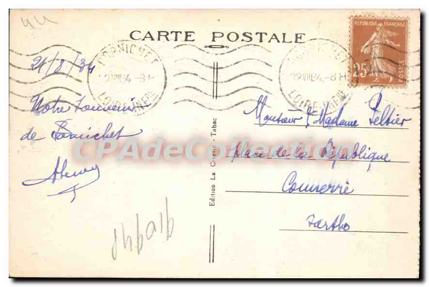 CPA Pornichet Les Pins L'Hotel de l'Ocean et la Plage — Rückseite