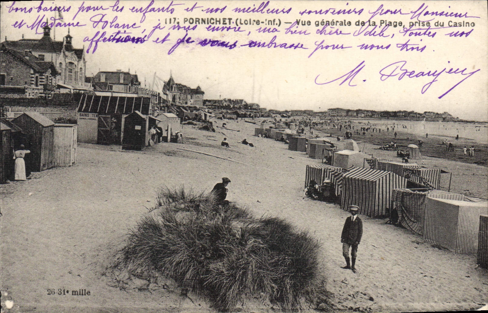 CPA Pornichet Vue Generale de la Plage prise du Casino