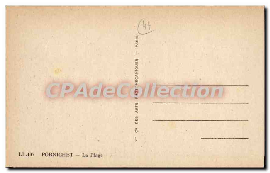 CPA Pornichet La Plage — Rückseite