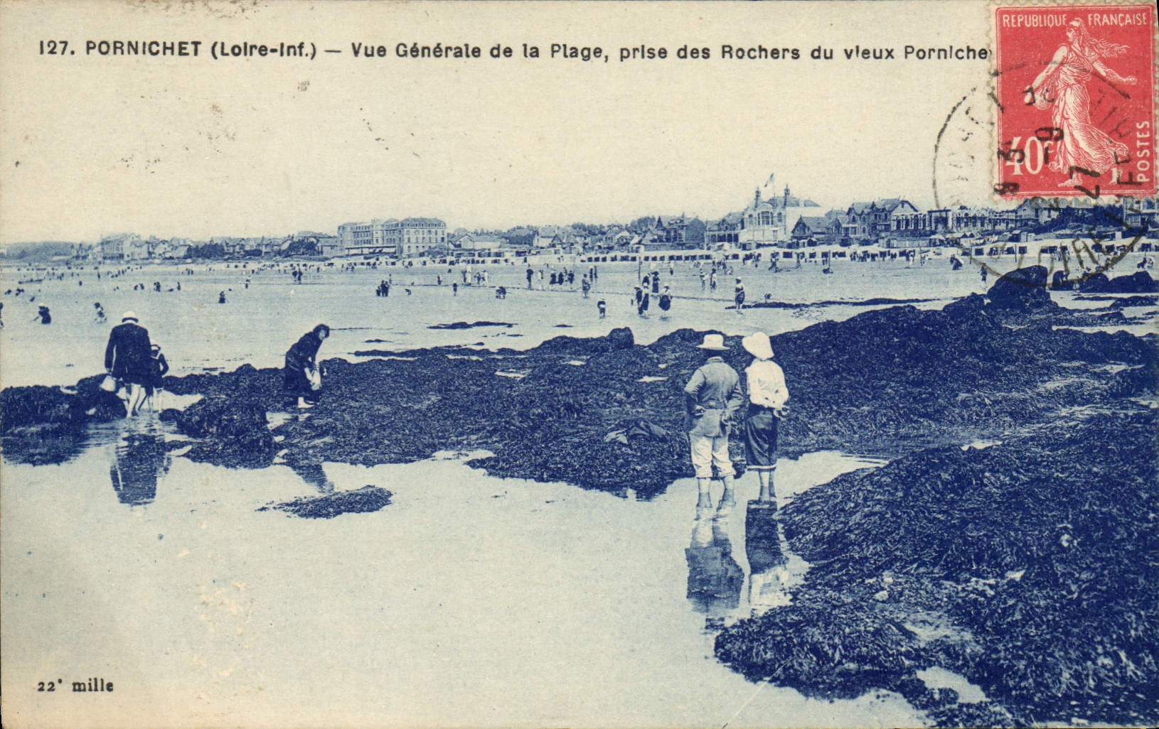 CPA Pornichet Vue Generale de La Plage prise des Rochers du Vieux Pornichet