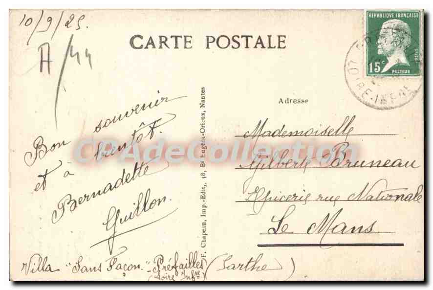 CPA Prefailles La Roche Percee — Rückseite