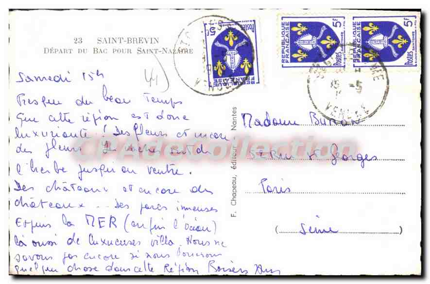 CPA Saint Brevin Depart Du Bac Pour Saint Nazaire — Rückseite