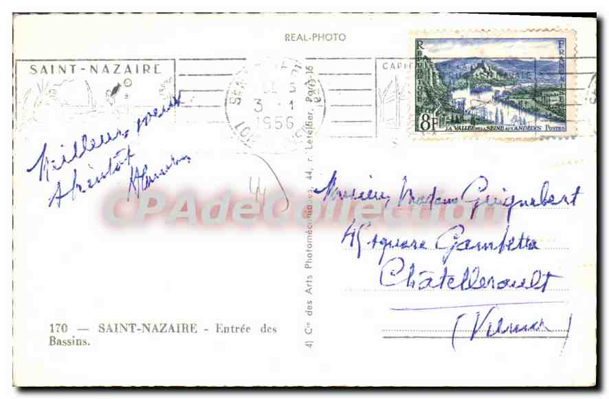 CPA Saint Nazaire Entree Des Bassins — Verso