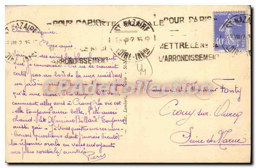 CPA Saint Nazaire Le Monument L'Epave — Verso