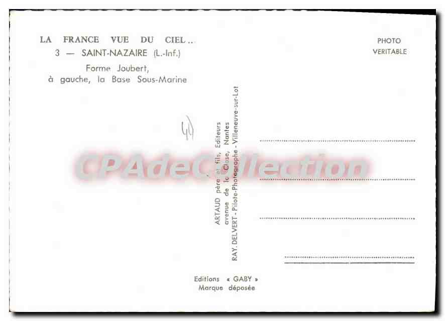 CPSM Saint Nazaire Forme Joubert base sous-marine — Verso
