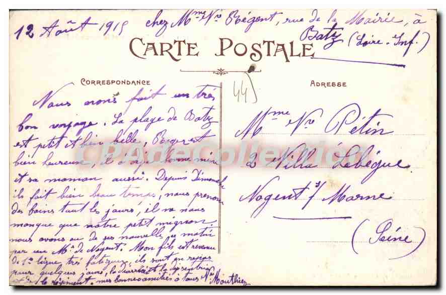 CPA Batz Les Rochers Et la Plage St Michel — Verso