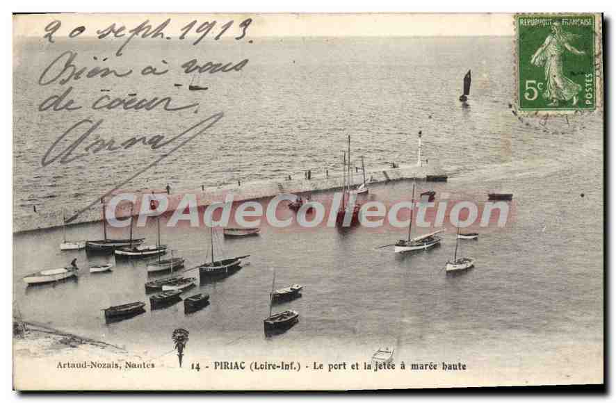 Piriac (Loire-Inf.) — Le port et la jetée à marée haute — Artaud-Nozais, Nantes