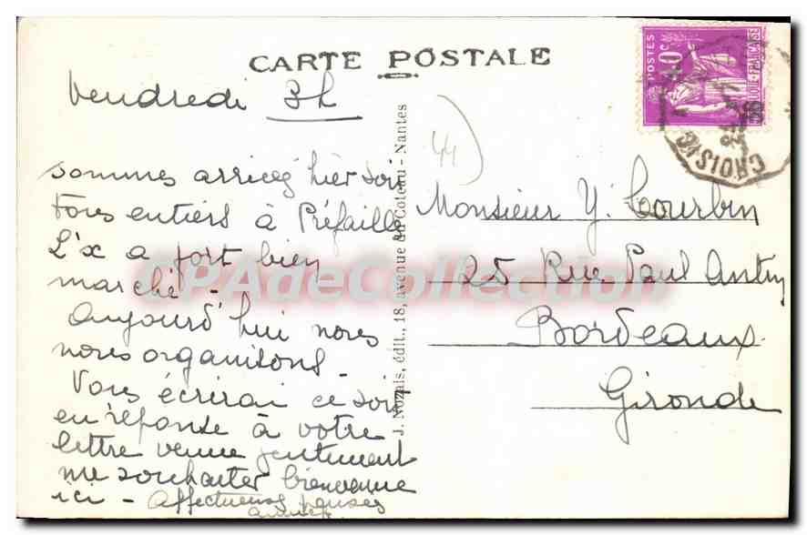 CPA Prefailles L'Avenue De La Plage — Rückseite