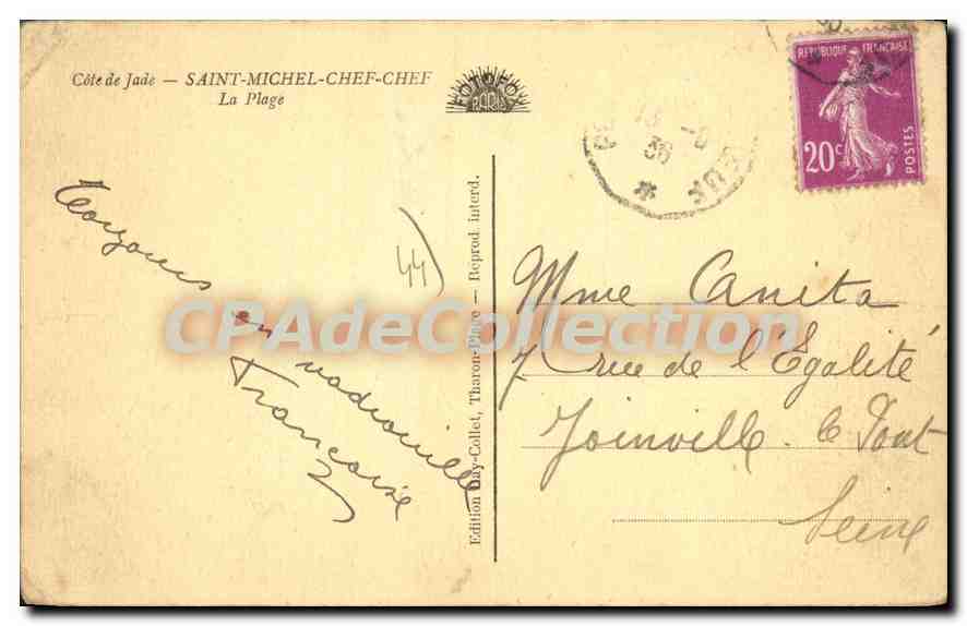 CPA Saint Michel Chef Chef La Plage — Back